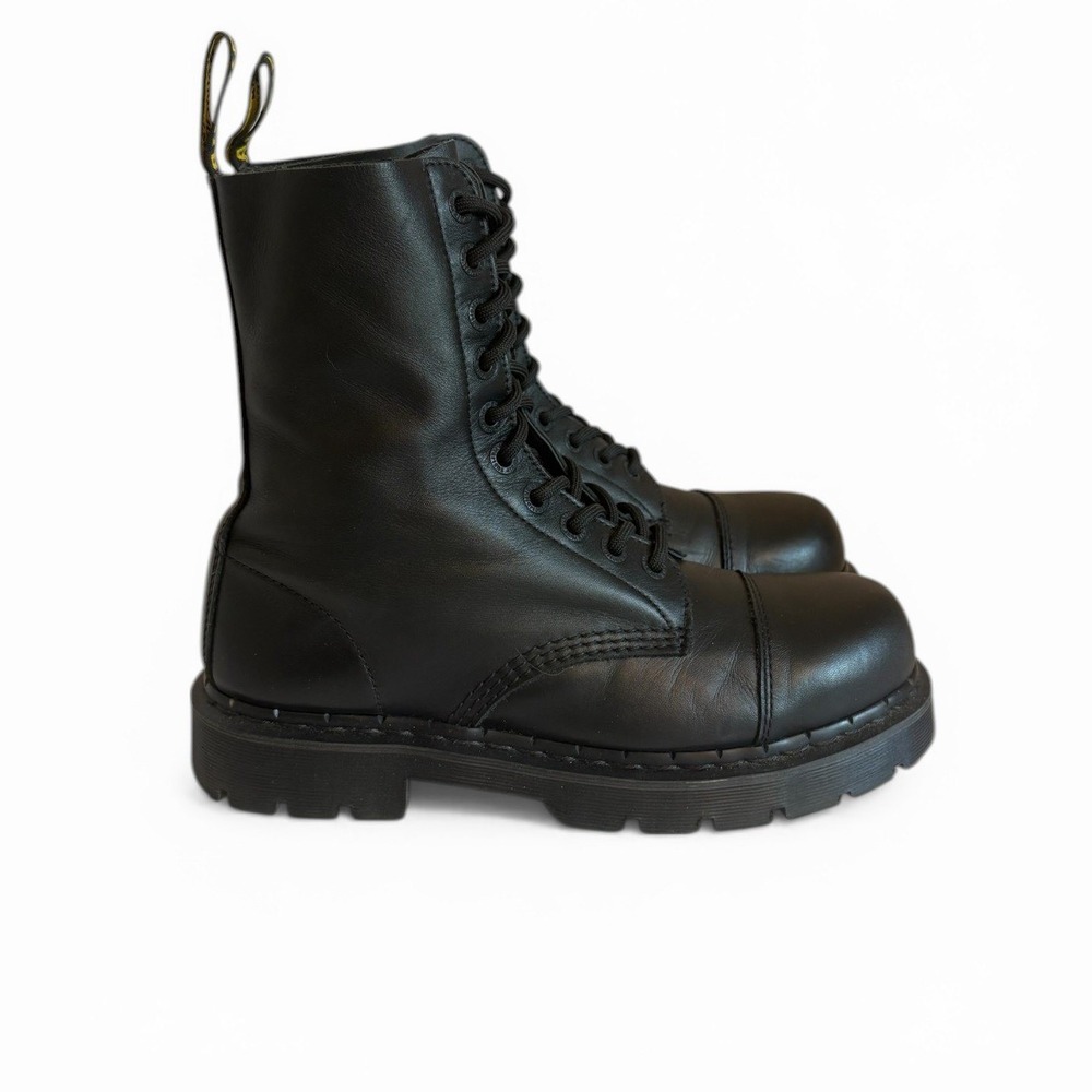 Dr. Martens 10934 Black Leather 10 Eye Cap Toe Combat Boots Mens 10 Womens 11 - Picture 9 of 10